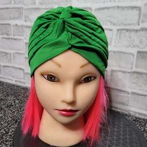 Green Vintage Inspired Turban Hat, OSFM